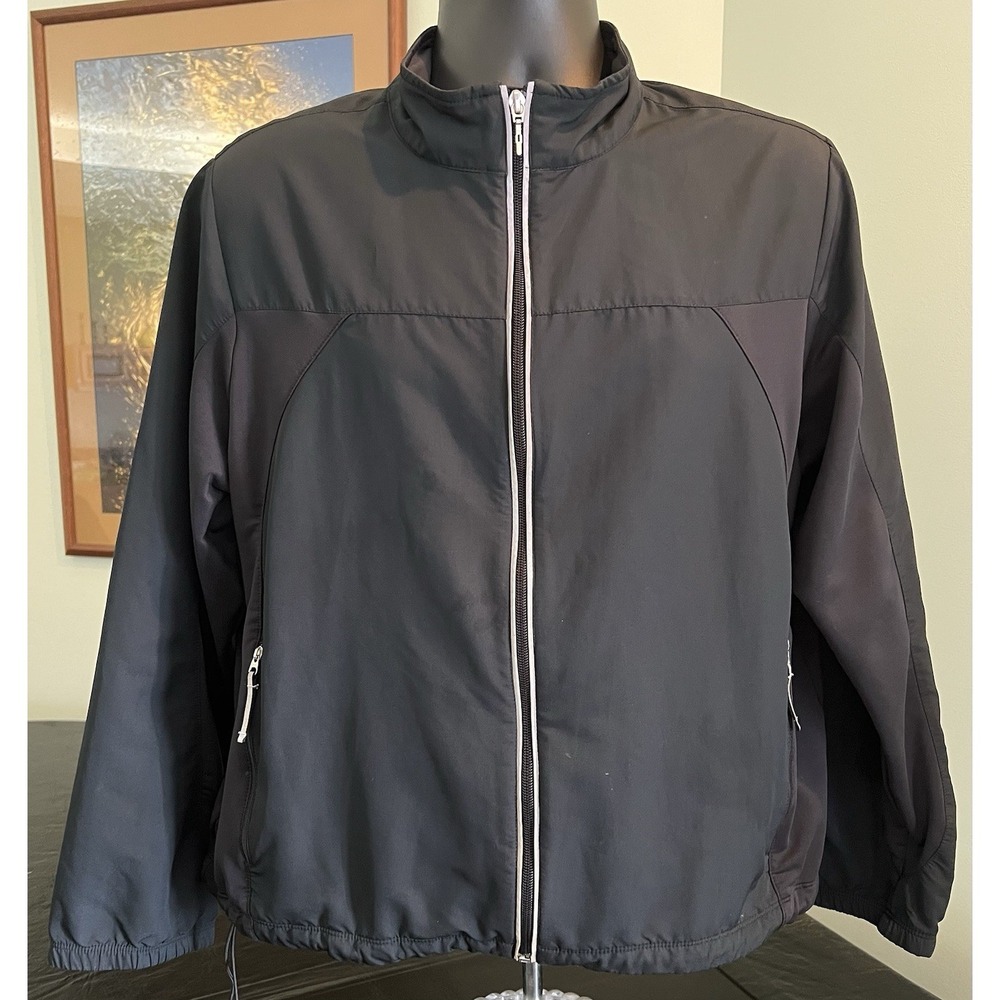 Tek Gear Womens XL Black Full Zip Performance Track Jacket Windbreaker